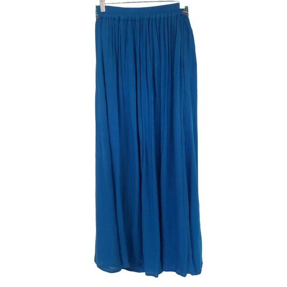 Fun and Flirt Maxi skirt Size Small Medium turquoise embroidered waist trim - Picture 2 of 8